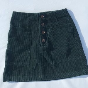 Dark Green Corduroy Mini Skirt